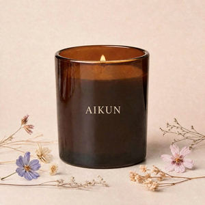 AIKUN Custom Private Label Brown <b>Candles</b> Home Fragrance Decor Manufacturer Wholesale Luxury Glass Jar Soy Wax Scented <b>Candle</b> - Product Image 3
