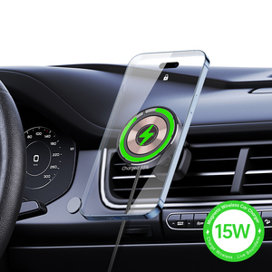 Support de <span class=keywords><strong>chargeur</strong></span> de voiture sans fil magnétique avec clip, charge rapide 15W, support pour grille d'aération, compatible avec <span class=keywords><strong>iPhone</strong></span> Samsung OJD-V2 - Product Image 1