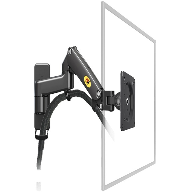 Desktop Dual Monitor Stand Arm Folding Extra Tall Wall Mount Sliding Gas Spring Aluminum Alloy Black 32 Inches Stock