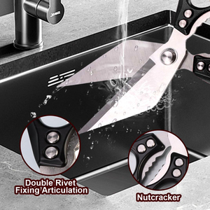 Multi-Purpose Heavy Duty Stainless Steel <b>Kitchen</b> Utility Scissors with Aluminum Alloy Handles for Meat and Chicken Cutting - Product Image 3