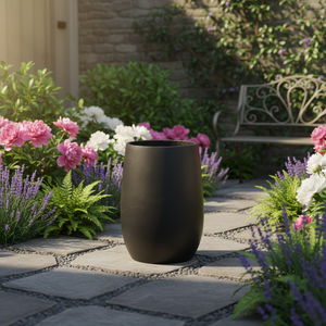 <span class=keywords><strong>Jardinière</strong></span> Ronde en Fibre de Verre au Design Classique Simple et Moderne, Idéale pour l'Intérieur et l'Extérieur, Terrasses et Jardins - Product Image 3