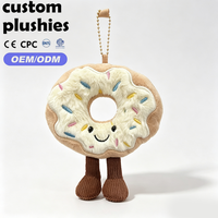 Porte-clés en peluche alimentaire tendance : Donut et craquelin kawaii souriants – Breloque de sac en peluche, cadeau idéal pour fille