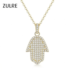 Collar Geométrico de Moda para Hombre, con Colgante de Mano de Fátima, Estilo Hip Hop, con Circonitas (CZ) en Oro y Plata, Amuleto de la Suerte, Regalo Unisex - Product Image 1