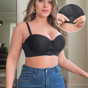 Europese En Amerikaanse Grote Maat Dames Sexy Effen Kleur Bh Met Knop Aan De Voorkant, U-Vormige Mooie Rug, Naadloze Push-Up Bh - Product Image 1