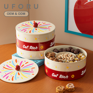 UFORU Christmas Dried Fruit Plate Tray Plastic Dishes for Fruit Christmas Gift Modern Dry Fruit Plate Decoration