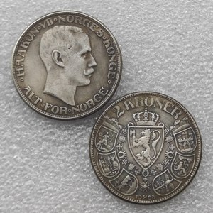 Pièces commémoratives de style antique de Norvège 1908-1916, 1 couronne <span class=keywords><strong>Haakon</strong></span> <span class=keywords><strong>VII</strong></span>, cadeaux, décoration de la maison - Product Image 1