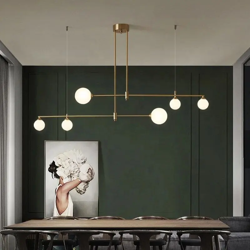 İskandinav G9 altın bakır Led avize kolye lamba yemek odası için mutfak masa ev cam küre Modern tavan yeni asılı ışık