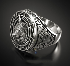 Bague tête de loup Viking pour hommes mythologie nordique rétro Thai argent guerrier Totem bijoux bijoux de mode - Product Image 2