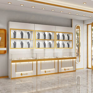 عرض راقي مخصص مجوهرات معدنية ذهبية الجدار خزانة متجر ساعة - Product Image 5