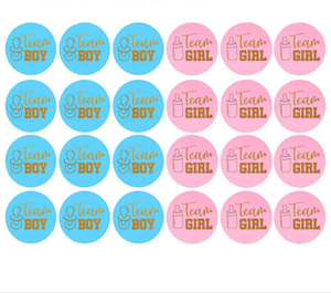 24 Azul Rosa Hot Stamping Stickers Team Boy Team Girl Género Fiesta Pegatinas Votación Pegatinas - Product Image 4