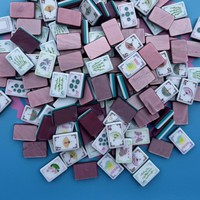 Jeu de Mahjong en Acrylique Poli Mat Doux avec Motifs Floraux et Éventails Délicats pour des Réunions Familiales Confortables en Intérieur lors des Fêtes