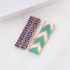 Bracelets de luxe plaqués or, style bohème, géométriques, larges, avec perles de rocaille, flèche, tissage <span class=keywords><strong>Miyuki</strong></span>, réglables, pour mariage et cadeaux - Product Image 5