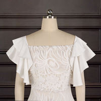 Nouvelle Robe de Soirée Chic X7005 en Dentelle à Volants et Épaule Dénudée pour Femme, Robe Blanche Unie Décontractée d'Été