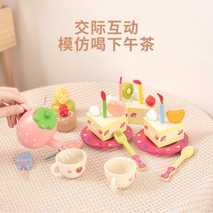 Bois éducation Puzzle pâtisserie jouets ensemble lapin gâteau ensemble simulé après-midi thé enfants jouant maison en bois gâteau jouets - Product Image 4