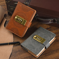 Libreta con Contraseña A7 de Nuevo Estilo, con Candado, Piel Sintética Vintage, Diario Pequeño de Bolsillo, Diario Secreto Portátil para Estudiantes, Logotipo Personalizado