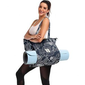Bolsa de yoga de poliéster con logotipo personalizado de fábrica BSCI, con cremallera, tipo bandolera, para viaje, con bolsillo para botella de agua. - Product Image 6