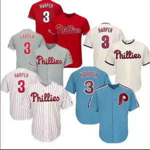 Camisa de beisebol americano de melhor qualidade para homens Filadélfia Philliee #3 Harper #18 Gregorius #17 Hoskins #27 Nola #5 Sott