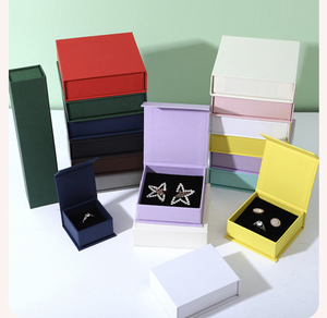 Logotipo personalizado varios colores caja de regalo magnética papel pendiente pulsera collar joyería cajas de embalaje - Product Image 5