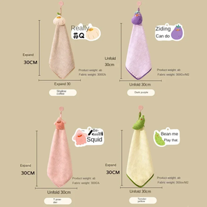 Serviette de toilette carrée en velours corail, absorbante, à suspendre, pour salle de bain et cuisine - Product Image 2