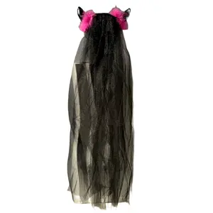 Decorazioni Halloween hairhoop Costume accessori per feste nero corna di Tulle fasce per capelli per le donne per le ragazze bambini fasce per la testa