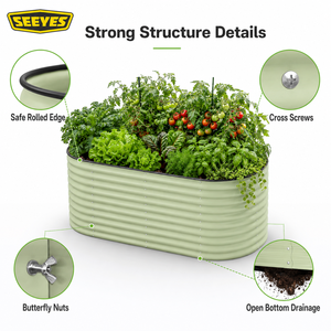 Jardinera Elevada Ovalada de Metal Galvanizado SEEYES de 34 Pulgadas de Alto, para Cultivo de Vegetales en Exteriores, para Raíces, Fabricante OEM ODM - Product Image 4
