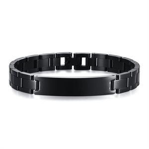 Wholesale Black Stainless Steel <b>Men</b> Bracelet Custom Engraved Bend Brand Watch Bracelet - Product Image 3