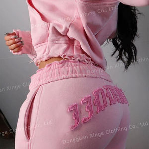 Novità 2026 Tute da Jogging Personalizzate da <span class=keywords><strong>Donna</strong></span> con Lavaggio Acido Effetto Usurato, Patch Ricamate, Felpa Corta <span class=keywords><strong>Oversize</strong></span> con Zip e Pantaloni <span class=keywords><strong>Jogger</strong></span> - Product Image 2