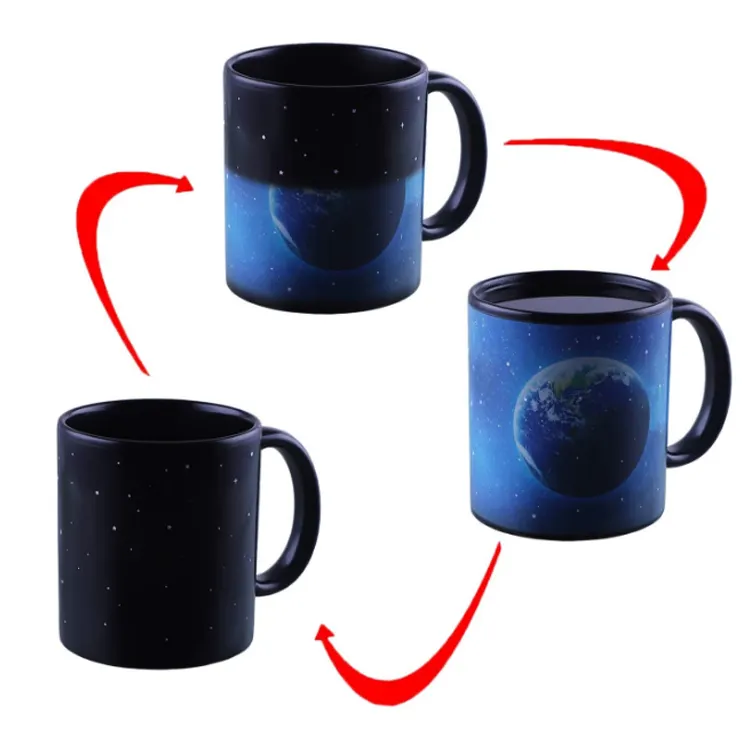 11oz café taza cambiante del Color de calor sensible magia tazas de cerámica cambiando de Color azul tierra taza de té