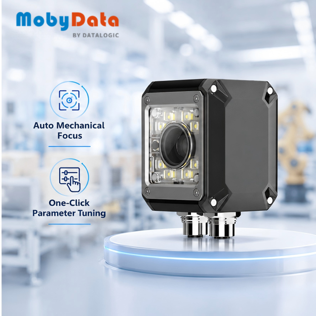 Mobydata FS44XX Fixed Industrial Barcode Reader with One-Click Parameter Setup for Logistics and Warehouse Automation