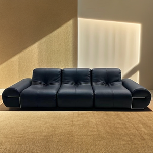 Retour aux anciens Canapé de salon Minimalisme moderne Canapé droit à haute quality3-seater en cuir à peau entière - Product Image 5