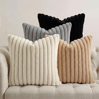 Housses de coussin décoratives en peluche rayées, style moderne farmhouse bohème, avec dos en velours, pour canapé, lit et salon