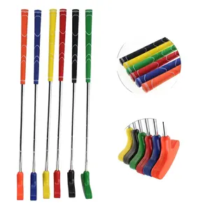 어린이 여러 가지 빛깔의 양면 미니 골프 퍼터 클럽 어린이 고무 헤드 스틸 퍼터 장비 피트니스 오른쪽 손재주 골프 장난감