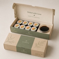 Boîte à sushi en papier biodégradable et robuste, personnalisée, avec insert pour coupelle à sauce, pour la restauration, les traiteurs et les emballages à emporter