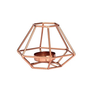 Rose Gold Geometric <b>Tealight</b> Candle Holder Decorative Metal Wire Frame Candle Stand for Home Decor Wedding Centerpieces - Product Image 2