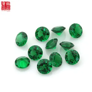 Venta al por mayor de piedras preciosas sueltas tamaños de 1,0mm ~ 1,5mm color verde nano piedras forma redonda de piedras preciosas sintéticas para joyería