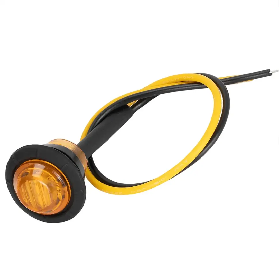 PL-13 Power Indicator Light Yellow LED Pre-Wired 22AWG 20CM Front Rear Side Round 12V LED Indicator Light 12MM For Cars