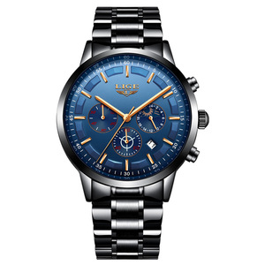 Montre à quartz pour homme LG9877, grand cadran de 44 mm, boîtier en acier inoxydable avec calendrier et phases de lune, montre-bracelet de mode pour affaires - Product Image 4
