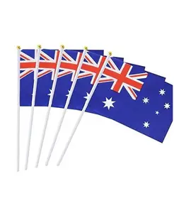 Custom Australia Mini red blue white Hand Hold Flags Australia Hand Flags Team Sport Banner Football Stick Flags