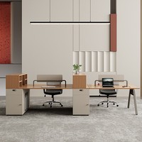 Bureau de personnel moderne et minimaliste pour le télétravail, poste de travail pour quatre à six personnes, avec armoire latérale de rangement, boîte à câbles, en PVC, Qian