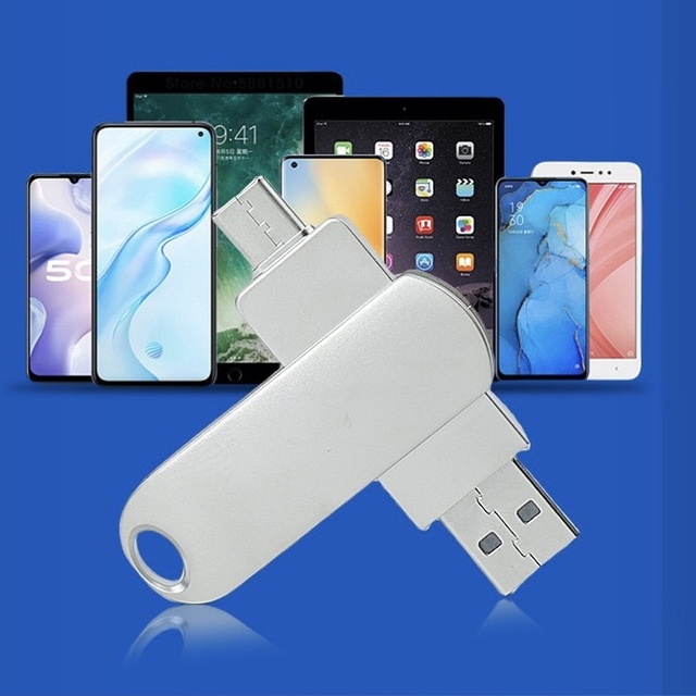 Metal 2 In1 U Disk 128GB 64GB 32GB USB2.0 Type-C Interface Smartphone Computer Mutual Transmission Portable USB Memory Pen Drive