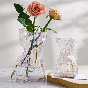 Meest Populaire Kristallen Glazen Vaas Op Maat Gemaakte Kleur Glas Bloem Vaas Set Voor Huisfeest Decoratie