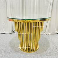 Table moderne de gâteau de dessus en verre d'acier inoxydable d'or de meubles d'événements de noce d'hôtel
