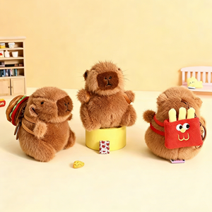 Porte-clés en peluche créatif Capybara gourmand, pendentif de sac à dos, série bien-être de célébrité d'Internet, petit cadeau en métal et plastique - Product Image 4