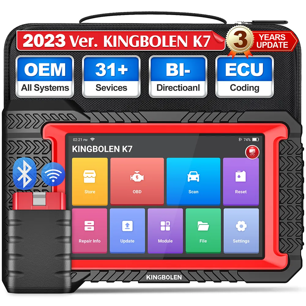 Kingbolen k7 obd2 scanner bidirecional, ferramenta de diagnóstico automotivo, 3 anos, atualização 28 +, serviço de redefinição, codificação ecu, todos os sistemas de thinkscan, max 2