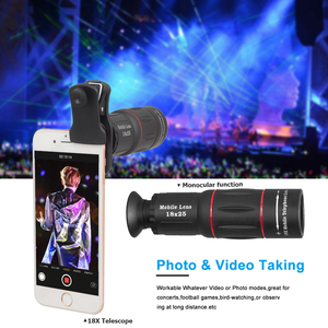 Kit d'objectifs téléobjectifs pour téléphone portable 5 en 1, objectif d'appareil photo pour téléphone portable, <span class=keywords><strong>zoom</strong></span> 18X, télescope, grand angle, macro, fisheye, objectifs à clipser pour iPhone - Product Image 2