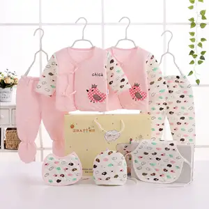 Groothandel 7Pcs Cotton Baby Meisjes Kleding Sets Baby Cadeau 0-3 Maanden Waggel Pasgeboren Kleding Set