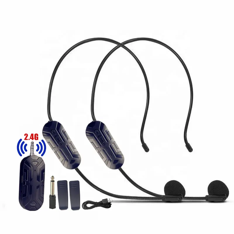 Factory Wholesale 2-in-1 2.4G Headset Microphone Teaching Stage Church Amplifier Louderspeaker Headset Wireless Microphone
