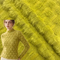 Tissu tricoté chaîne en nylon, élasthanne et fil plume, fausse fourrure de lapin, doux, pelucheux et extensible pour hauts et sous-vêtements féminins automne-hiver