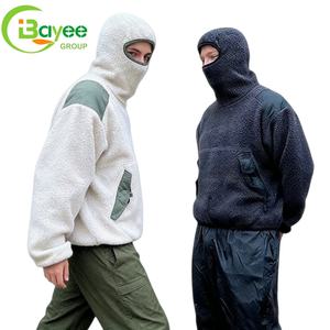 En gros, Sweat <span class=keywords><strong>à</strong></span> capuche masqué en polaire moelleuse color block, avec poche personnalisée, coupe oversize, épais et chaud pour l'hiver, style cagoule <span class=keywords><strong>ninja</strong></span> pour hommes - Product Image 1