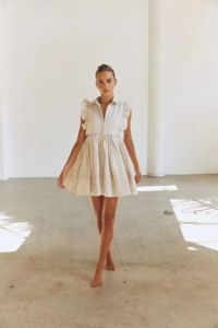 <span class=keywords><strong>Abiti</strong></span> <span class=keywords><strong>estivi</strong></span> alla moda <span class=keywords><strong>donna</strong></span> tinta unita 100% <span class=keywords><strong>lino</strong></span> arruffato senza maniche raccolti una linea Mini abito Casual Sexy - Product Image 2